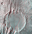 (6) Disrupted crater at Acheron Fossae in 3D