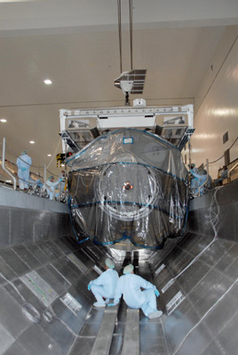 Columbus lowered into payload canister