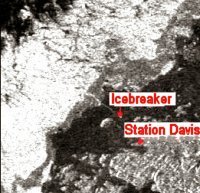 Radar image of Davis Station (r) and icebreaker (l)