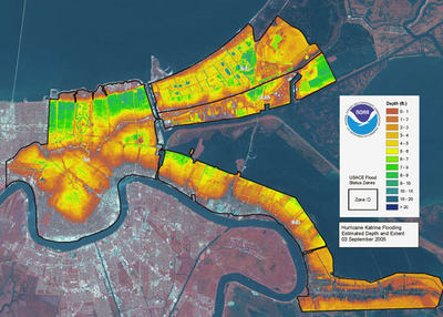 LIDAR map of New Orleans flooding caused by Hurricane Katrina