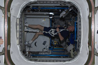 Andre Kuipers exercising in Node 3