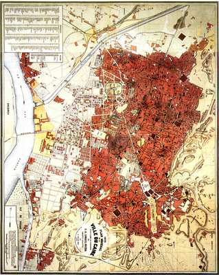 Historical map of Cairo dating back to 1874