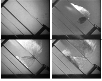 EMI test 3915, 4.0 mm aluminium sphere, 7.2 km/s, 45 degrees