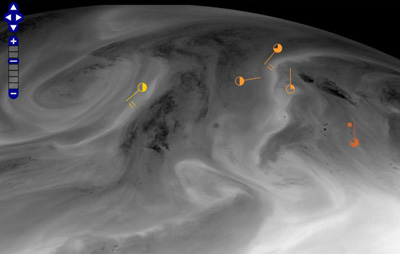 Water vapour channel image, WV 6.2 µm, including  ground observa