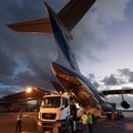 Lorry lined up with Galileo transport aircraft