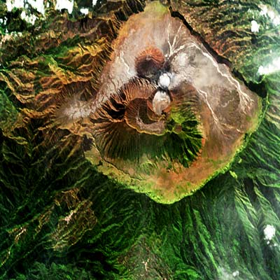 Satellietfoto van de vulkaan Bromo