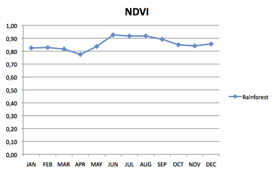 Mean NDVI value of the Rainforest area