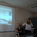 One of the students presenting the team’s experiment design