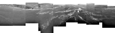 Titan från Huygens.  Bild: ESA/NASA/Arizona University