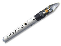 ROCKOT launcher with its fairing removed to show the main SMOS s