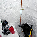 Taking snow samples