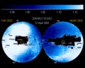 Ultraviolet glow in gas beyond the Sun