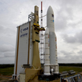 The Ariane 5 ES-ATV launcher, on its mobile launch table