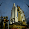 The Ariane 5 ES-ATV launcher, on its mobile launch table