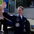 Frank De Winne shortly after leaving the Cosmonaut Hotel