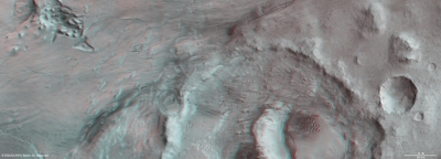 3D anaglyph view Hooke Crater