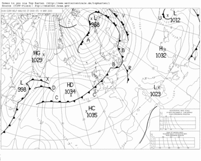 Weather map of 14 March 2000