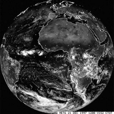 Meteosat image in channel 1, 21 December 1997 at 12 GMT
