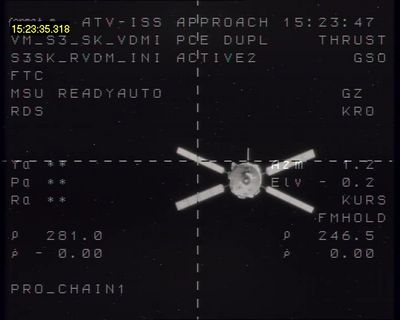 Jules Verne ATV seen 246.m metres from the Russian module