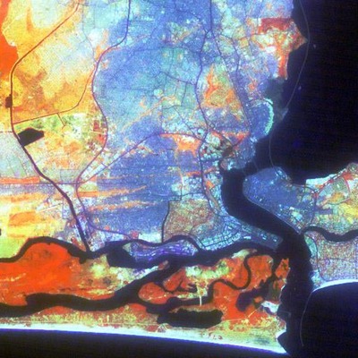 False-colour image of Lagos city