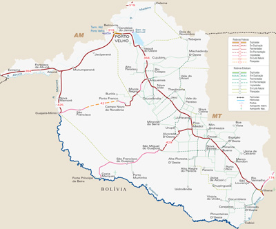 Map of the state of Rondonia