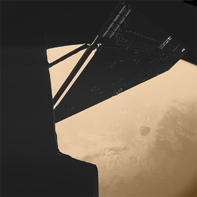 Marte visto desde la nave de descenso Philae de la Misión Rosseta. Crédito ESA.