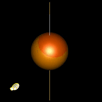 Animation of rotating and 'thumbling' neutron star
