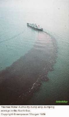 Ship dumping sewage in the North Sea
