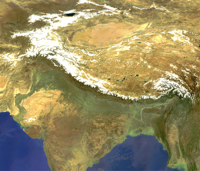 Satellite image of the Himalayan region taken by Envisat's MERIS