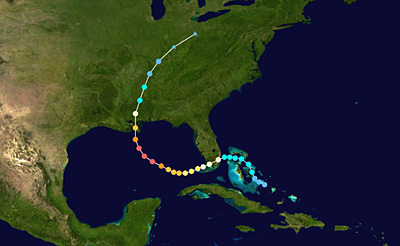 The track of Hurricane Katrina