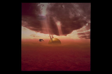 Huygens Probe descending through Titan's atmosphere