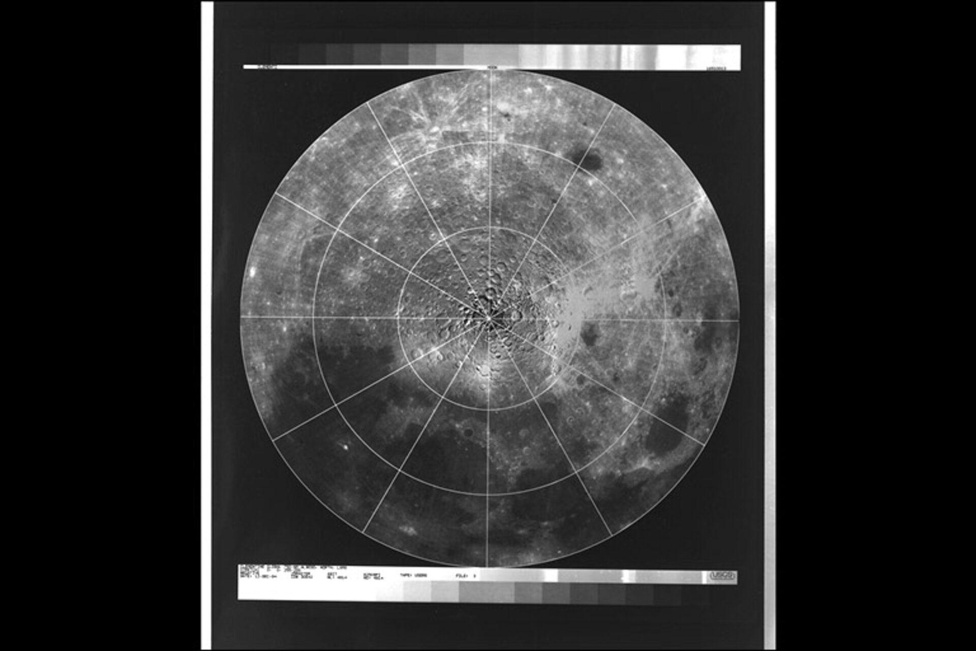 North Pole region of the Moon seen by Clementine