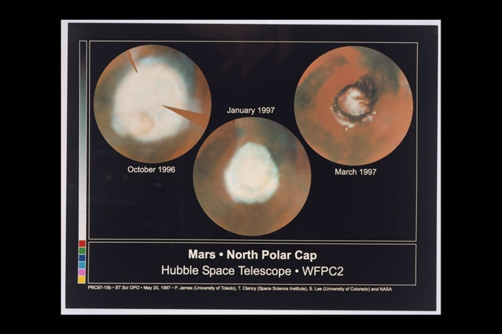 Seasonal changes in Mars' north polar ice cap