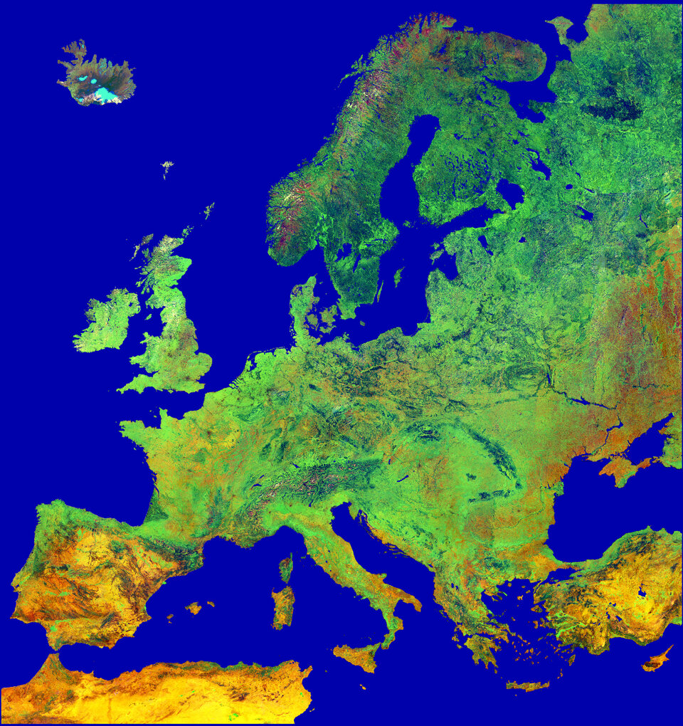 Europa gezien vanuit de ruimte