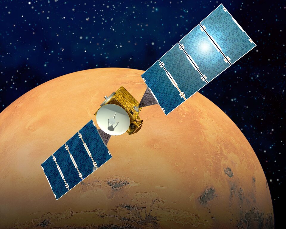 Um visão artística de Mars Express - a grande aposta da ESA no conhecimento de Marte. A missão deverá ser lançada em Junho