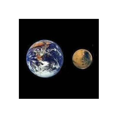 De aarde en zijn buurplaneet Mars
