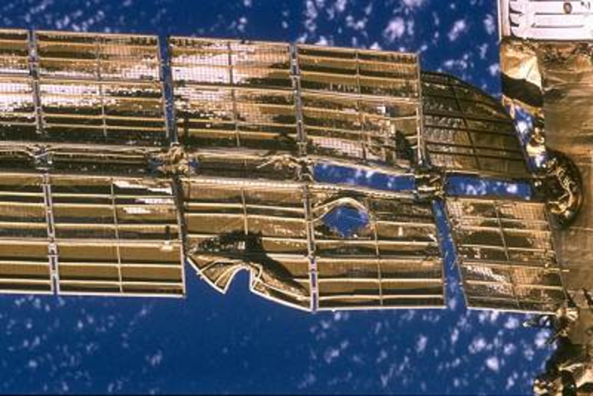 Damage to Mir solar array panel