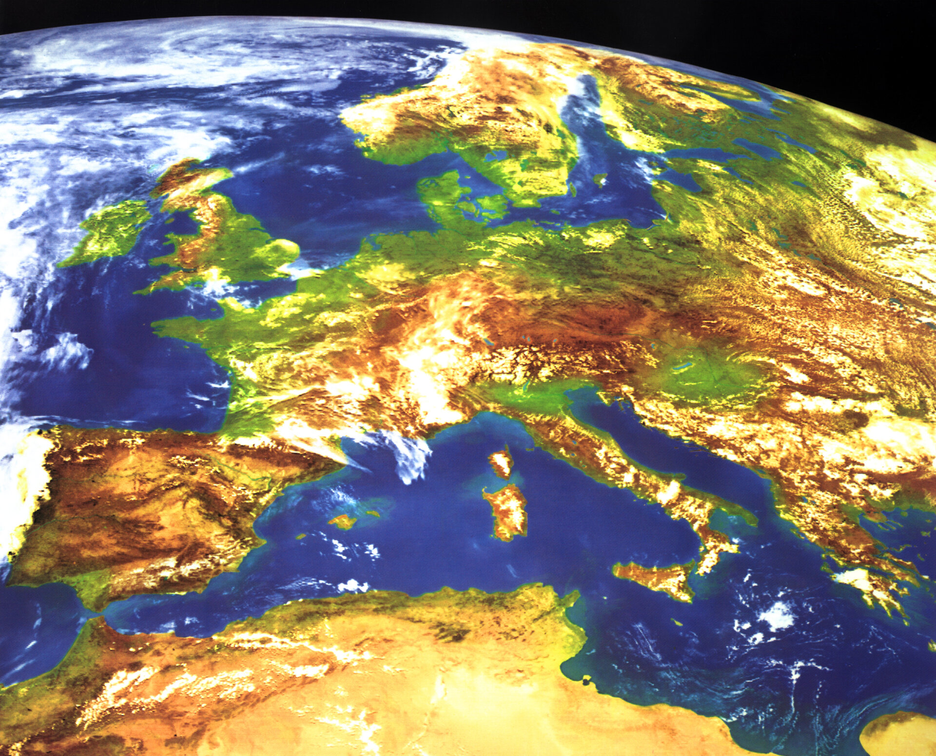 Meteosat - artificially coloured area Europe