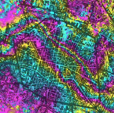 Differentiële interferometrie: ERS-beeld van Bologna (Italië)