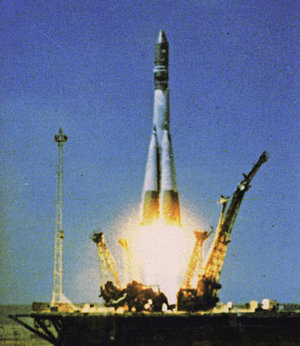 The launch of Vostok 1 at Baikonur