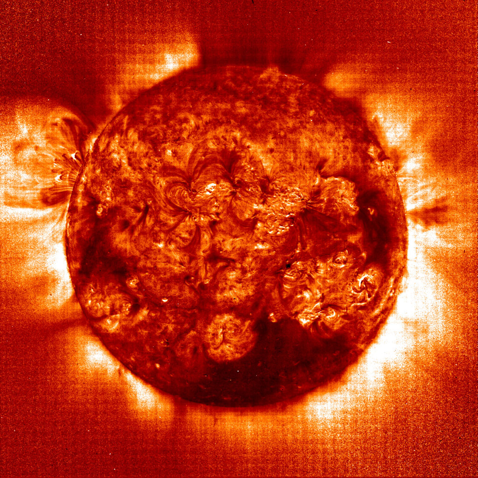 A temperature map of the Sun's corona as recorded by the EIT instrument on SOHO