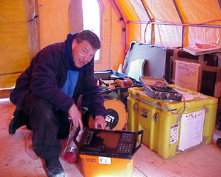 Vladimir checking the equipment prior to packing