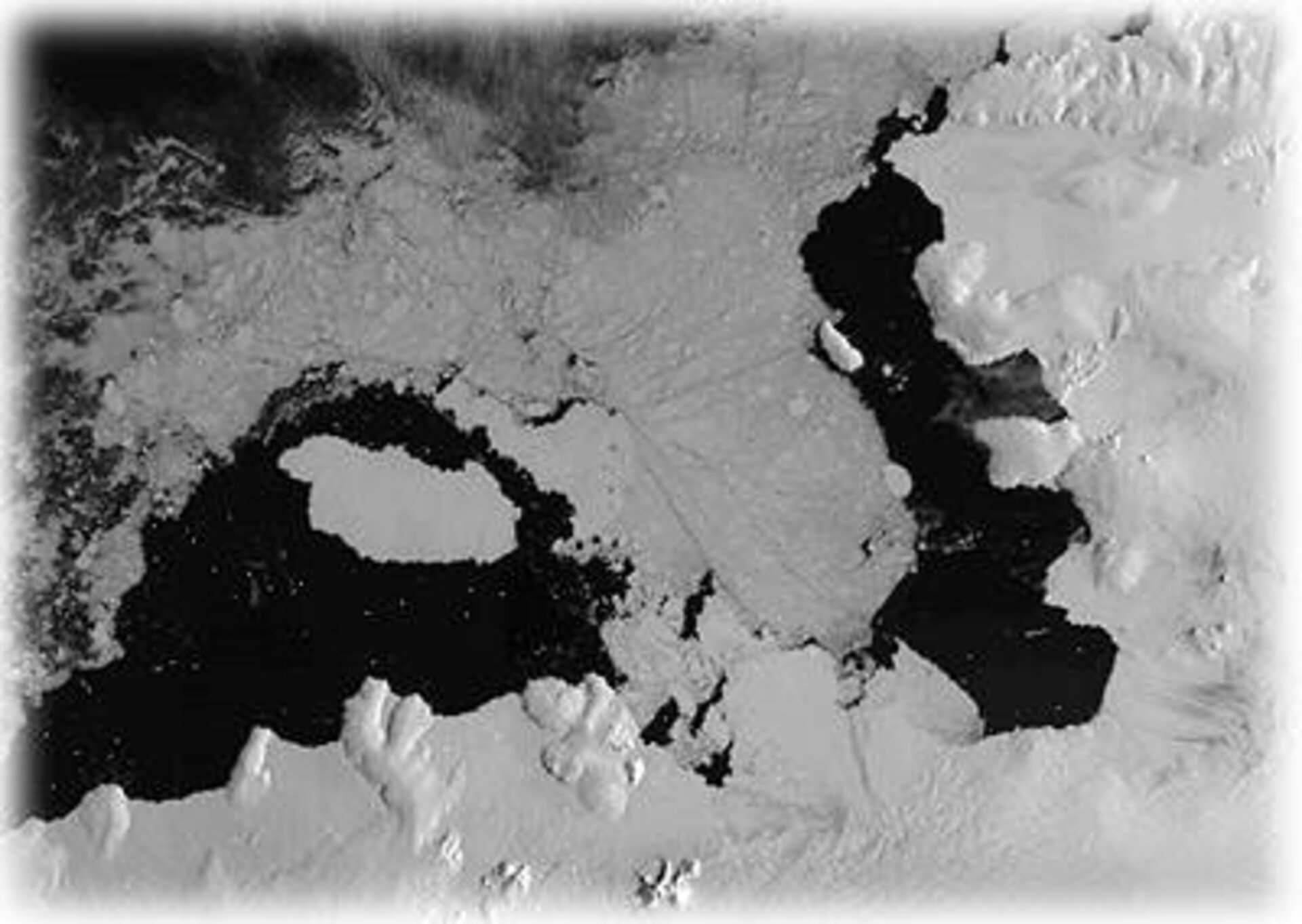 Floating sea ice and the edges of the ice shelves in Antarctica