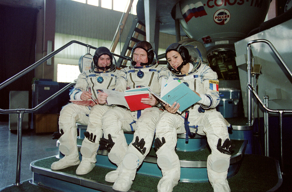 Un momento dell`addestramento degli astronauti