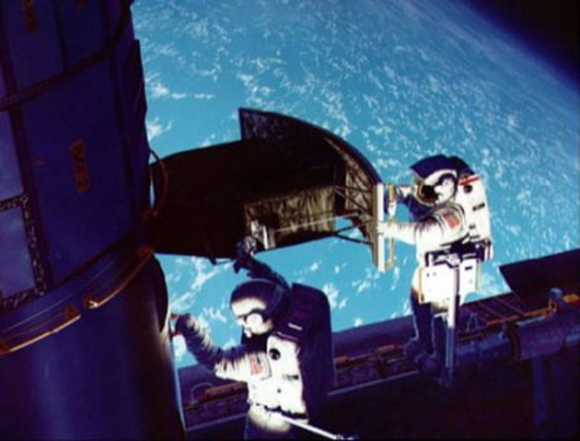 Artist rendition of astronauts on the job