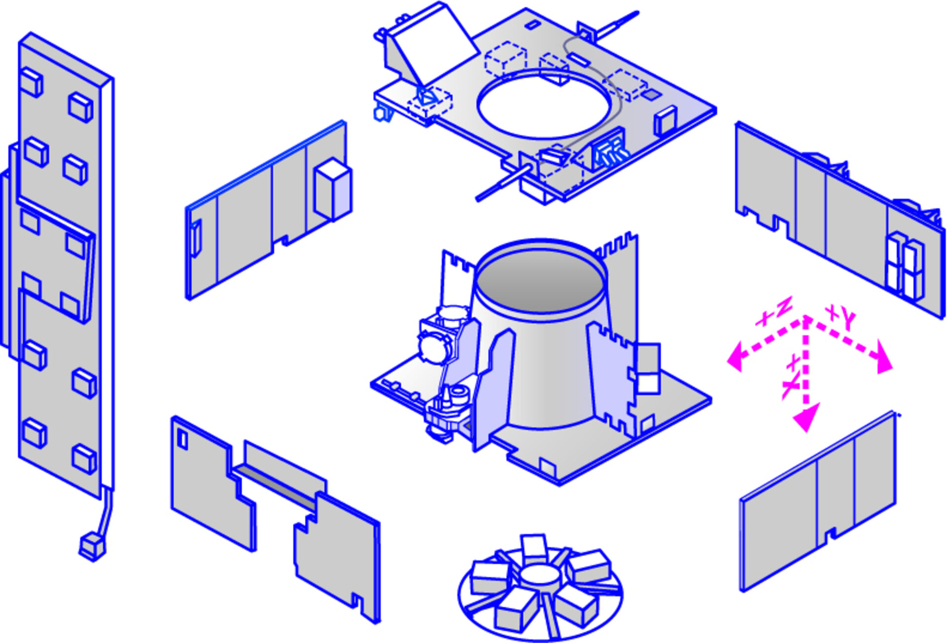 Exploded view of the main subsystems (view 2)