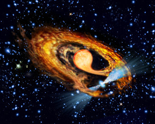 Artist's impression of millisecond pulsar and companion