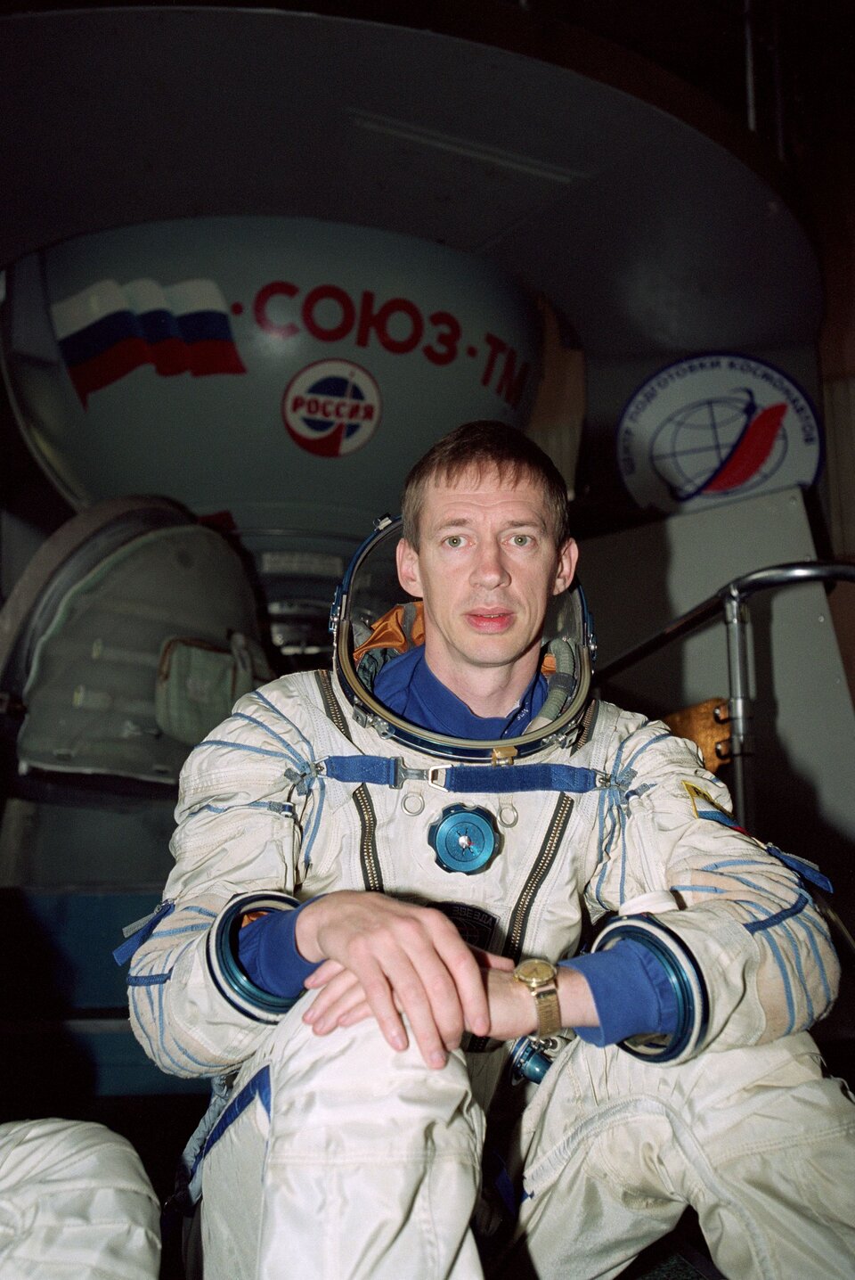 Frank De Winne during training on the Soyuz simulator at Star City