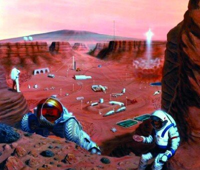 Artist's impression of a Mars base