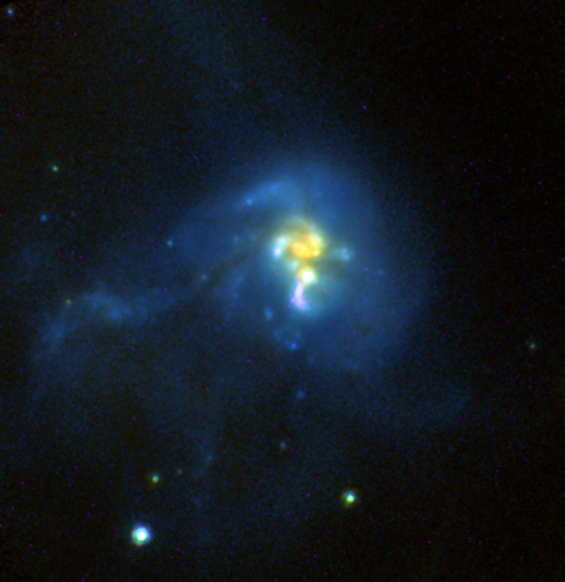 Botsing van vier sterrenstelsels (IRAS 19297-0406) op een miljard lichtjaar van de aarde